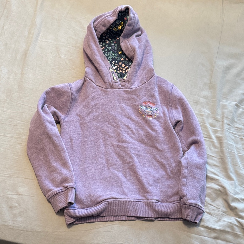 FatFace Purple Kids Hoodie with Bee Design - Size 8/9